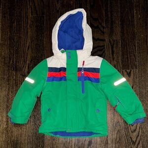 Boden winter ski jacket removable hood 2-3y